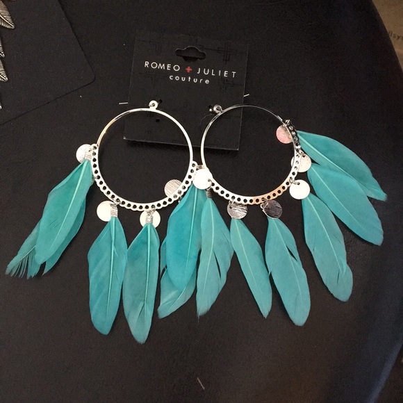 New Romeo & Juliet Silver Hoops, disks and Turquoi - Picture 1 of 1
